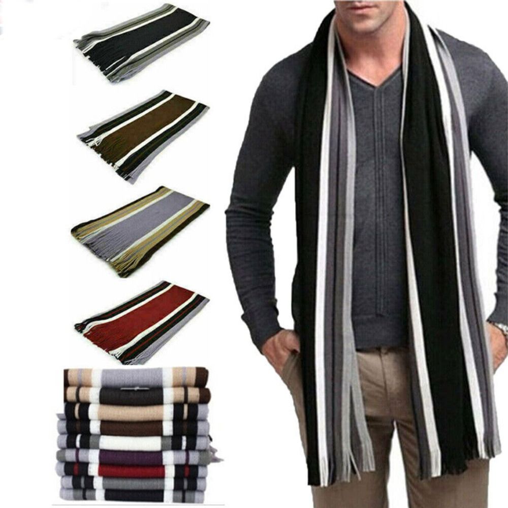 캐시미어 남성 스트라이프 스카프 패션 두꺼운 술 스톨  - Wool Scarf Men 리뷰 및 가격