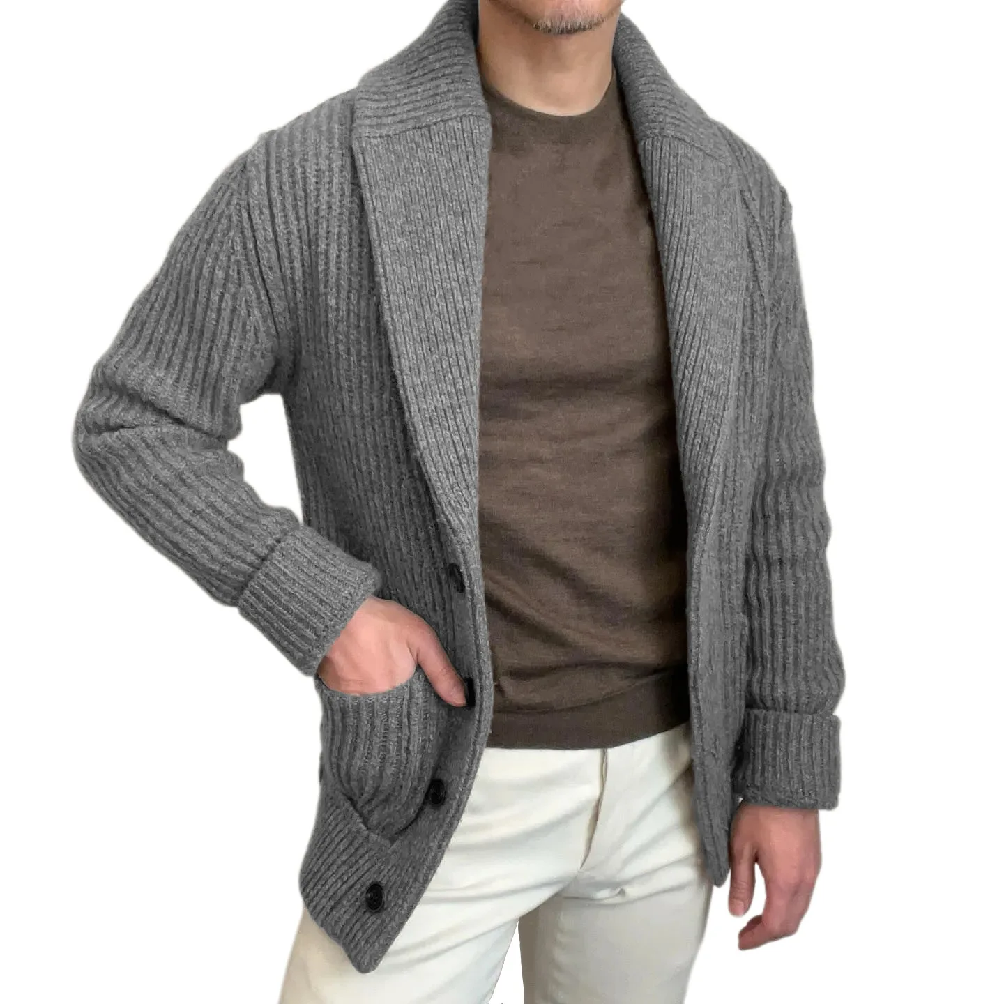 남성용 스웨터 카디건 라펠 긴 소매 레트로 버튼 클로저 - Down Jacket Packable 리뷰 및 가격